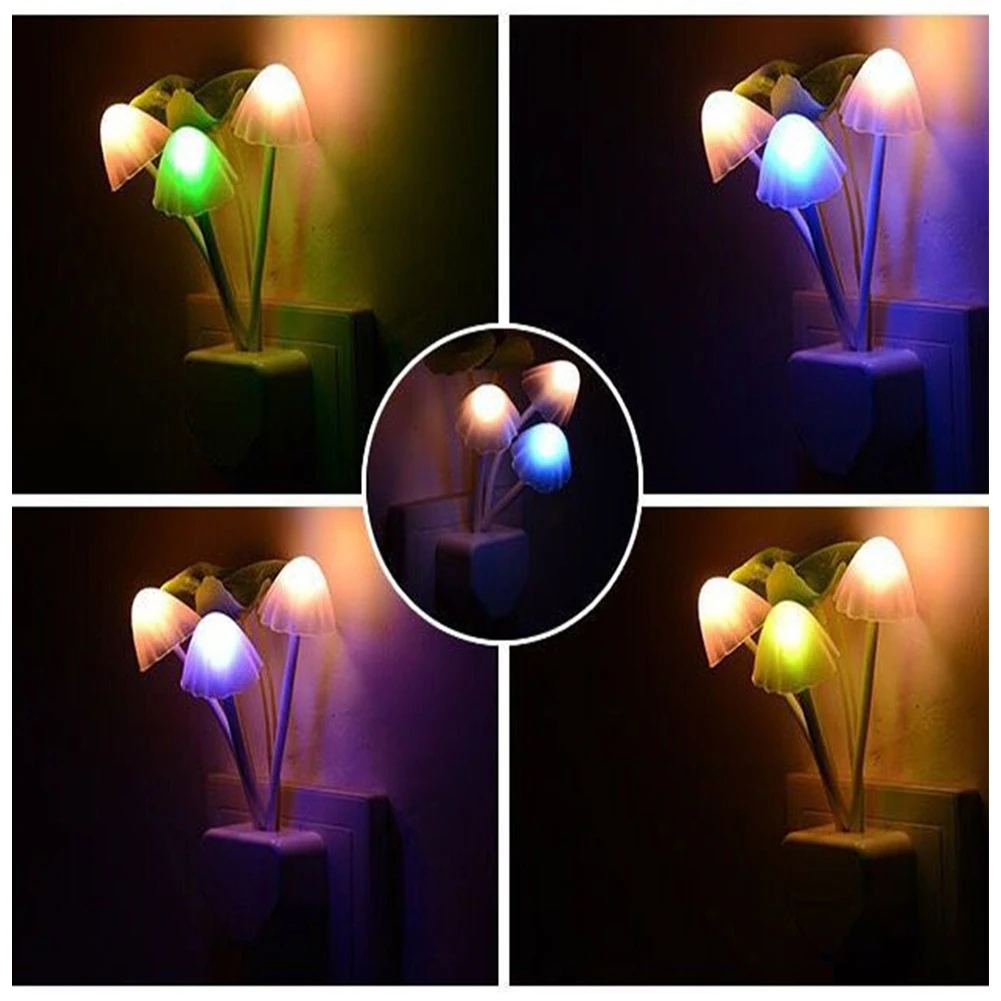 Mushroom Night Light LED Bedside Lamp EU / US Plug 7 Color Changing Light-controlled Sensor for Babyroom Bedroom Home Decor Mushroom Night Light LED Bedside Lamp EU / US Plug 7 Color Changing Light-controlled Sensor for Babyroom Bedroom Home Decor