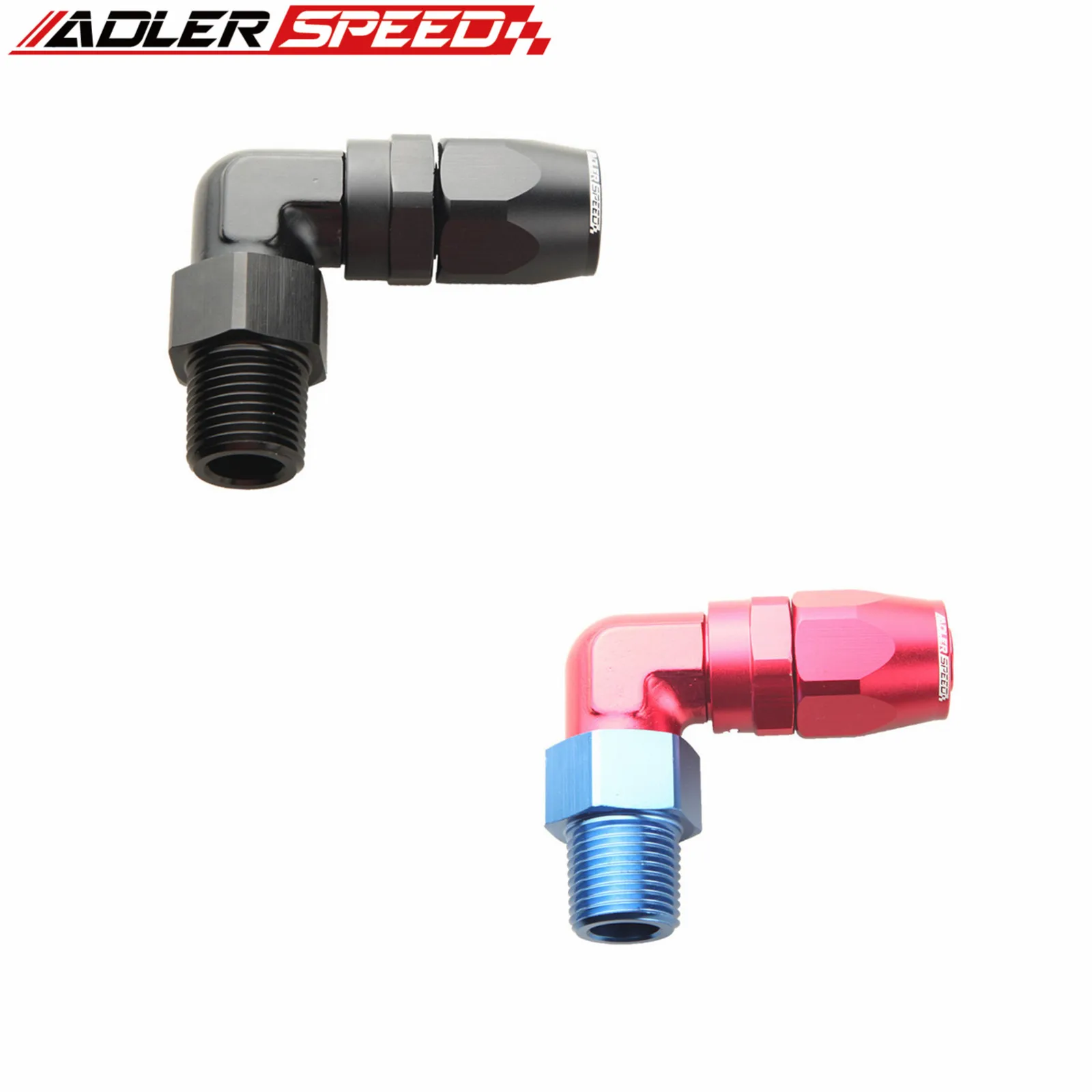 

ADLERSPEED 90 Degree -8 AN 8AN AN8 to 1/2" NPT Fuel Oil Hose End Fitting Adaptor Aluminum Black /Red-Blue