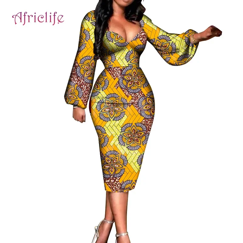 African Party Women Clothes Slim V Neck Long Puff Sleeve Knee-Length High Waist Sexy Short Mini Dress Plus Size for Lady WY627
African Party Women Clothes Slim V Neck Long Puff Sleeve Knee-Length High Waist Sexy Short Mini Dress Plus Size for Lady WY627