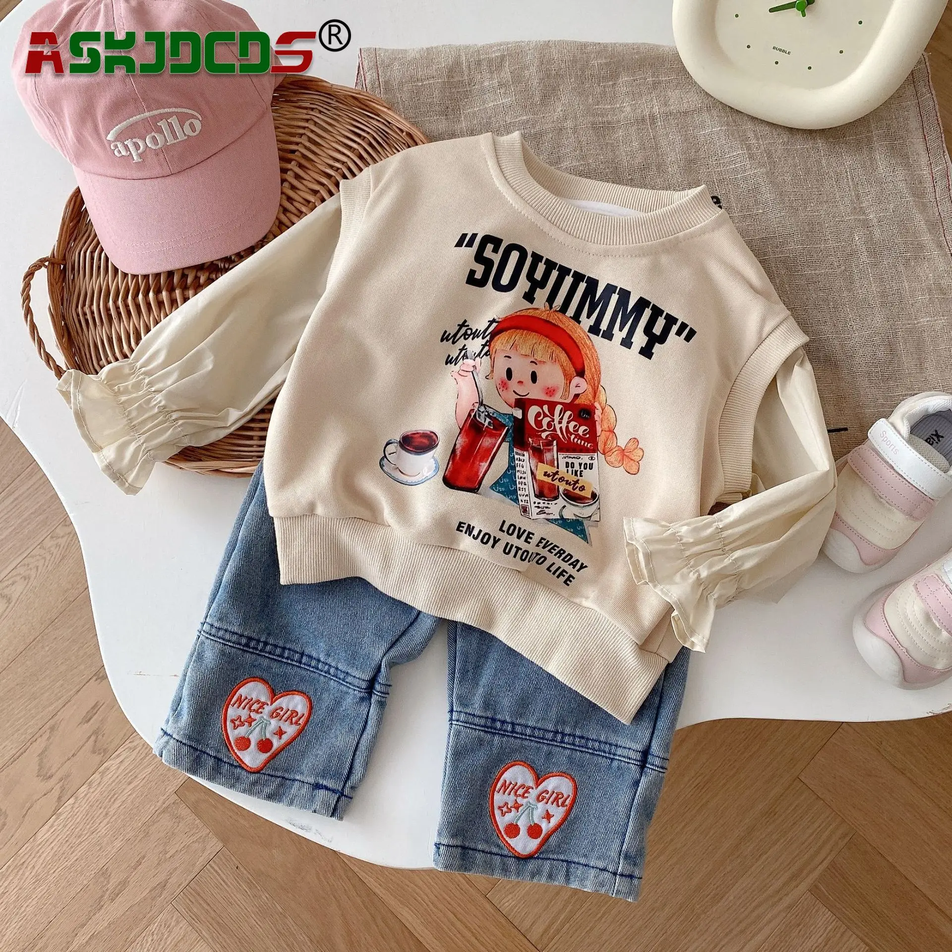 

2023 Autumn Collection: Trendy Full Sleeve Print Patchwork Top Sweatshirts for Kids Baby Girls - Children Toddler 6M-5Y Clothing