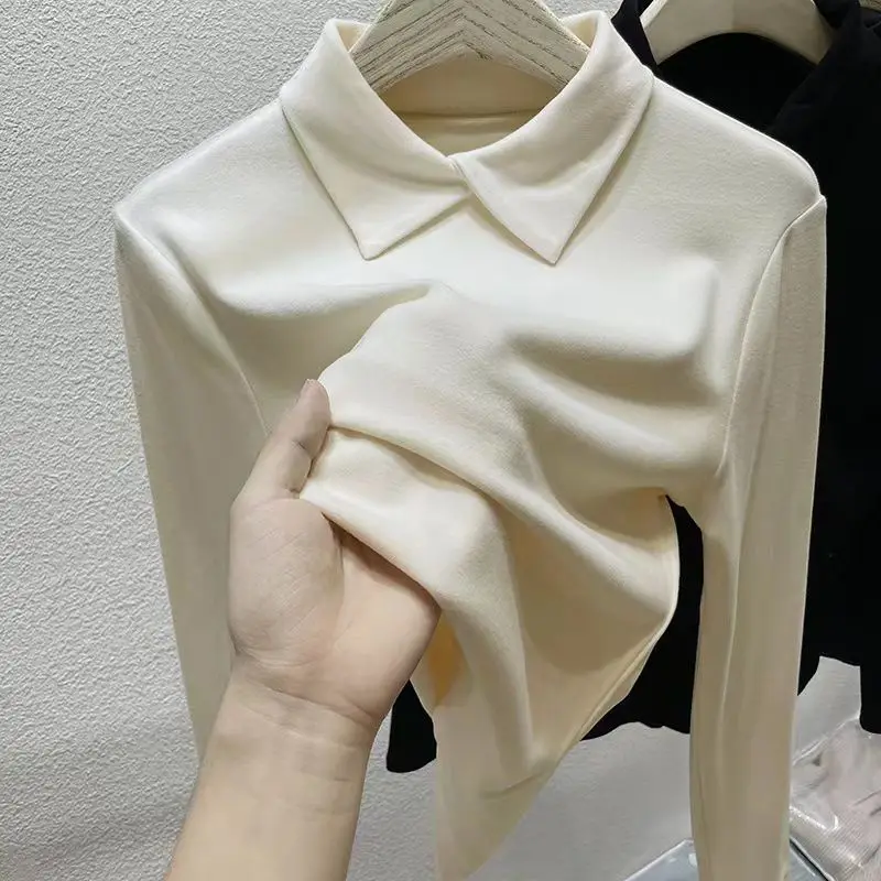 Thermal Long-Sleeved T-Shirt Women Double Sided Delong Turn-down Collar Solid Slim Fit Casual Gentle Bottoming Thermals Tops
Thermal Long-Sleeved T-Shirt Women Double Sided Delong Turn-down Collar Solid Slim Fit Casual Gentle Bottoming Thermals Tops