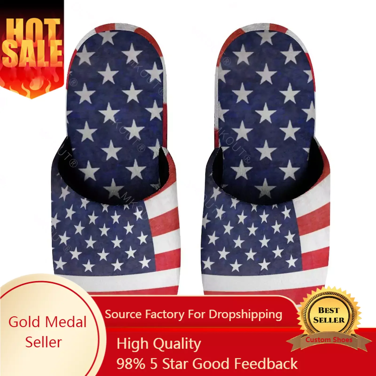 

Теплые хлопковые тапочки с американским флагом (7) для мужчин и женщин, толстая мягкая подошва, нескользящая пушистая обувь, домашние тапочки, хлопушка
