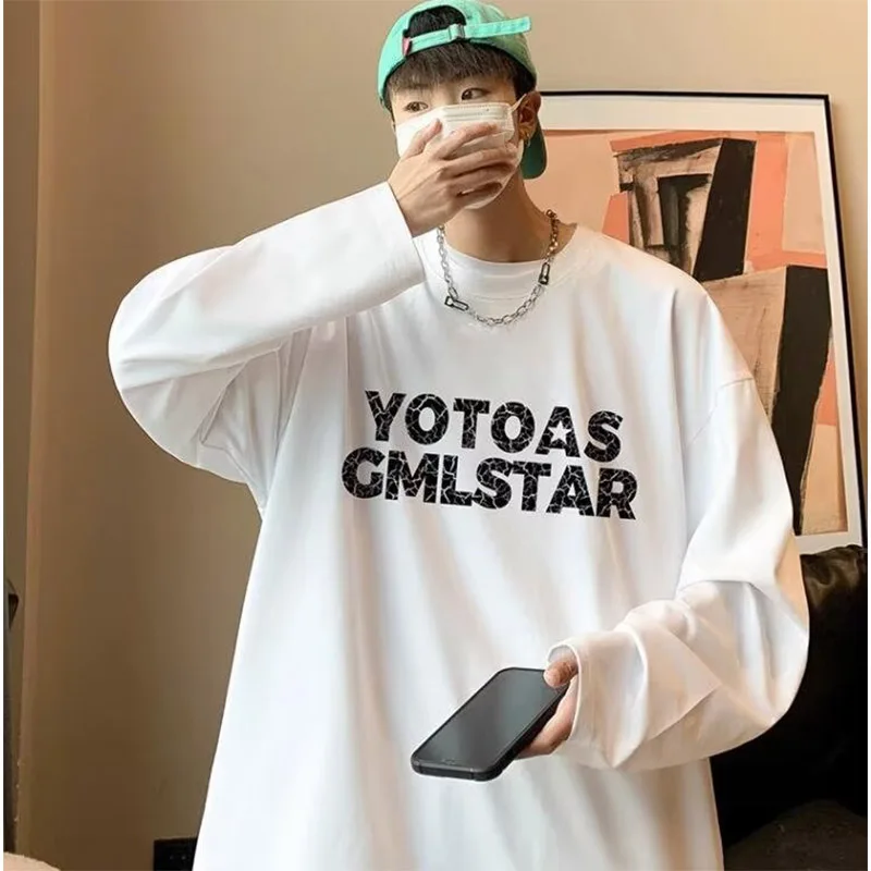 Autumn Long Sleeve Round Neck T-shirt Men's Korean Style Oversized Loose Top Harajuku Streetwear Hip Pop Casual Clothes Men
Autumn Long Sleeve Round Neck T-shirt Men's Korean Style Oversized Loose Top Harajuku Streetwear Hip Pop Casual Clothes Men
