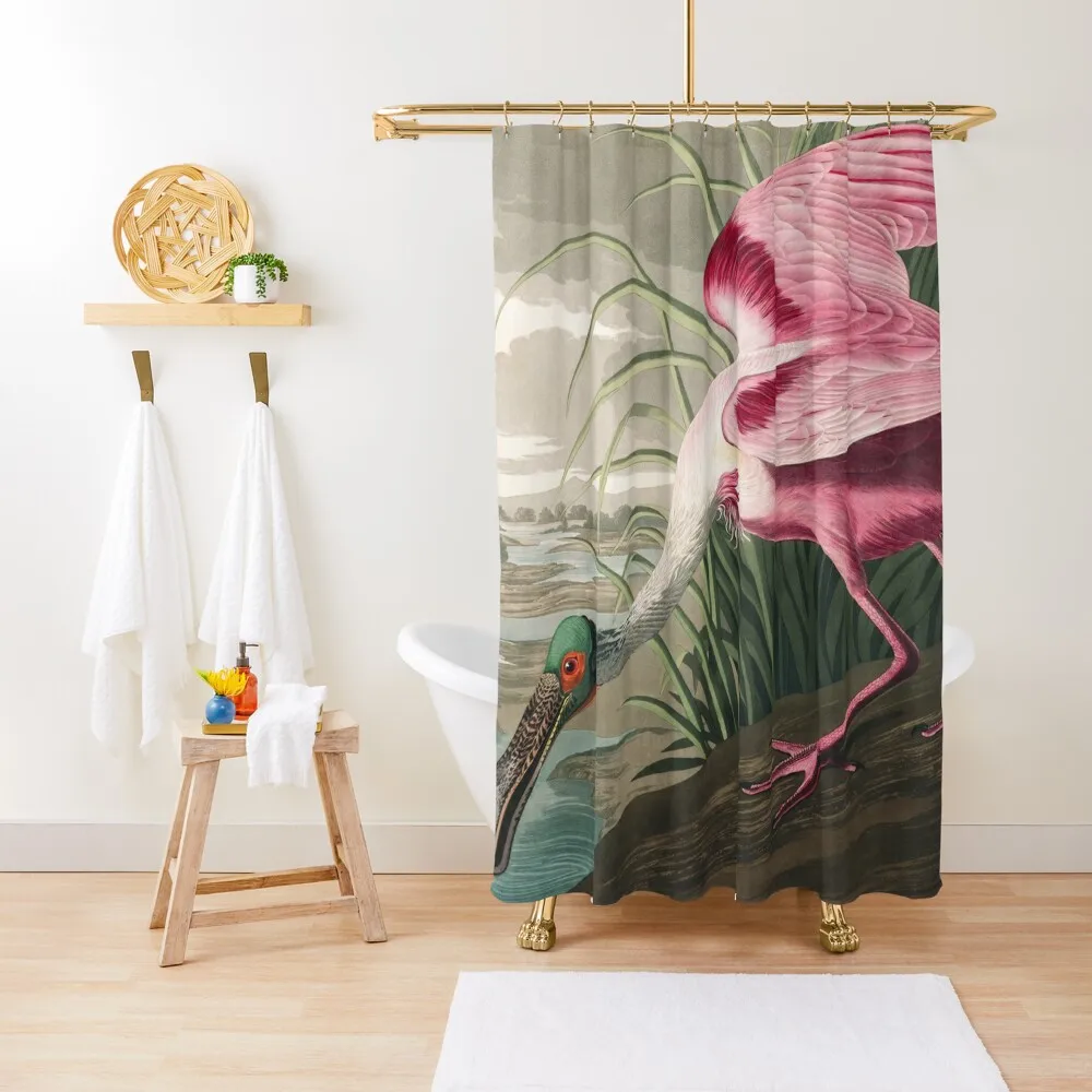 

Roseate Spoonbill - John James Audubon Shower Curtain In The Bathroom Bathroom Shower Curtain