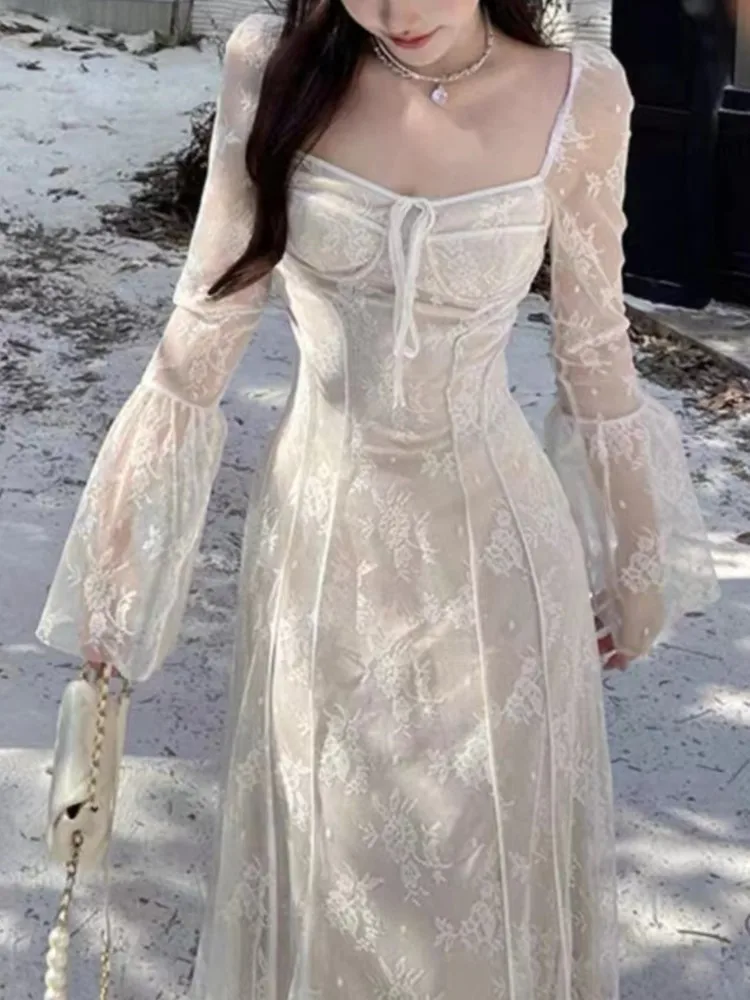 Весеннее женское Модное Элегантное облегающее платье средней длины, винтажное кружевное шикарное приталенное Повседневное платье на день рождения и выпускной, женская одежда, Халат 
Весеннее женское Модное Элегантное облегающее платье средней длины, винтажное кружевное шикарное приталенное Повседневное платье на день рождения и выпускной, женская одежда, Халат