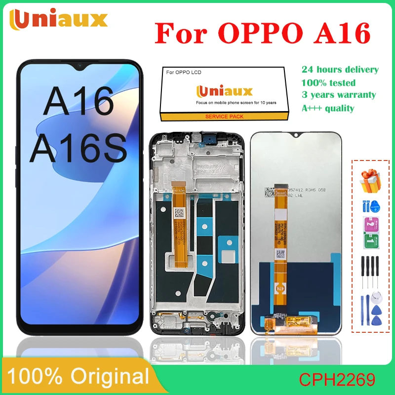 

6.52"Original For Oppo A16 LCD Display CPH2269 Touch Screen Digitizer Assembly Replacement For A16S CPH2271 Display Repair Parts