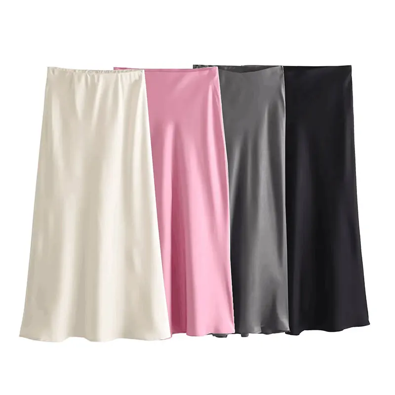TRAF Solid Midi Skirt Lady Spring New Exude Elegance Casual Smooth Silky Satin Feel Elastic Waist Simplicity Straight Tube Skirt
TRAF Solid Midi Skirt Lady Spring New Exude Elegance Casual Smooth Silky Satin Feel Elastic Waist Simplicity Straight Tube Skirt