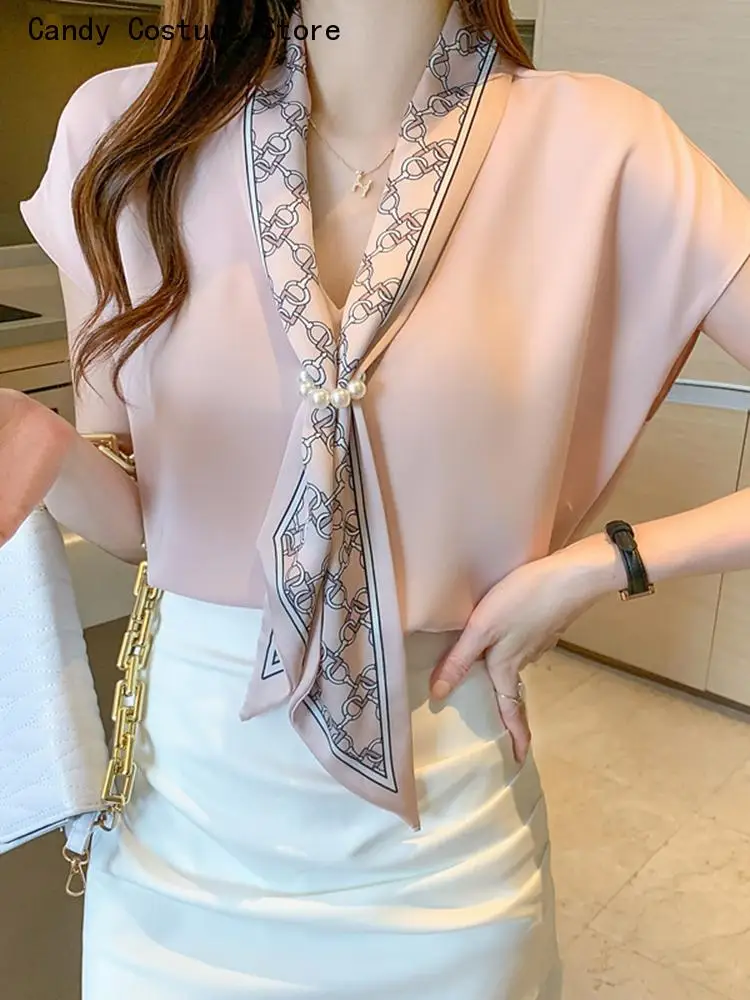 Summer Tops Loose Sexy V Neck Women Sweet Tie Chiffon White Shirt Koean Fashion Office Lady Short Sleeve Casual Blouse
Summer Tops Loose Sexy V Neck Women Sweet Tie Chiffon White Shirt Koean Fashion Office Lady Short Sleeve Casual Blouse
