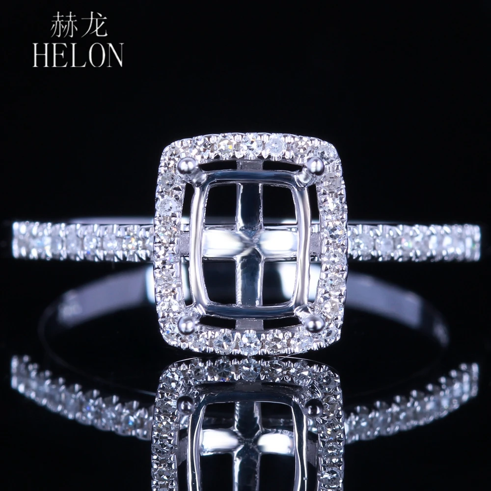 

HELON Emerald Cut 5X7mm Sterling Silver 925 Pave AAA Graded Cubic Zirconia Semi Mount Ring Setting Women Trendy Jewelry Gift