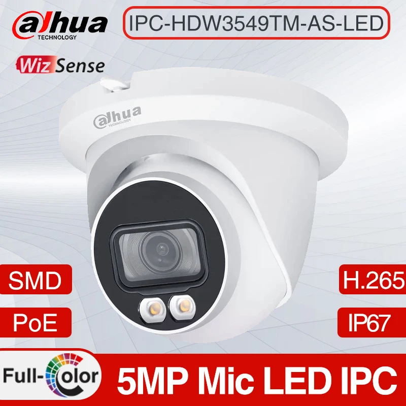 Dahua IPC-HDW3549TM-AS-LED 5MP Built-in Mic WizSense IP Camera Full-color IP67 WDR Eyeball Smart H.265+ AI Camera IR30m IP67 PoE
Dahua IPC-HDW3549TM-AS-LED 5MP Built-in Mic WizSense IP Camera Full-color IP67 WDR Eyeball Smart H.265+ AI Camera IR30m IP67 PoE