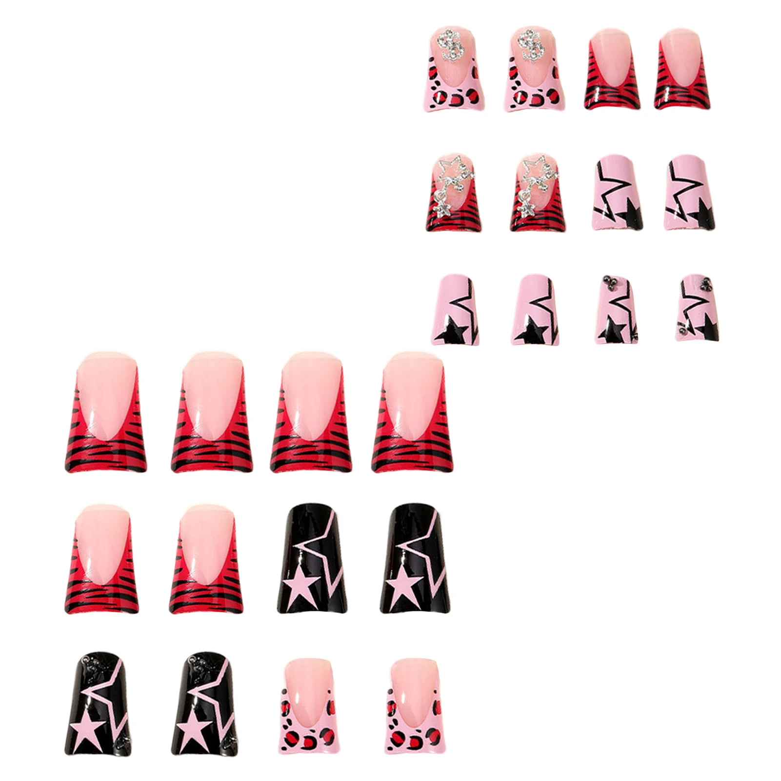Pink Black False Nails with Rhinestone Durable & Never Splitting Comfort Fake Nails for Stage Performance Wear
Pink Black False Nails with Rhinestone Durable & Never Splitting Comfort Fake Nails for Stage Performance Wear
