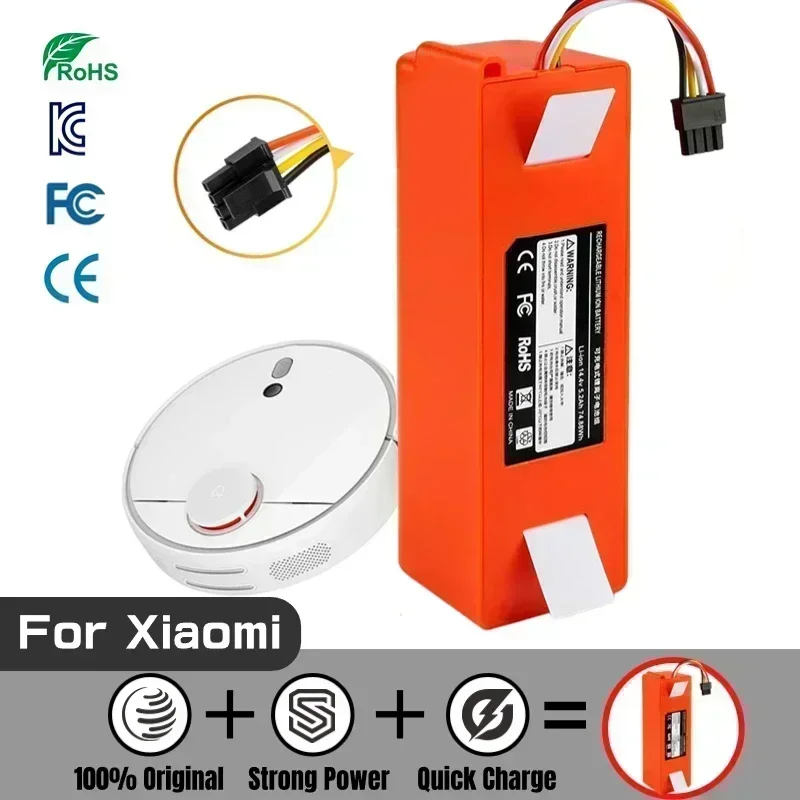 BRR-2P4S-5200S 14.4V 12800mAh rechargeable Battery Pack For Xiaomi Robot Roborock S50 S51 S55 Accessories
BRR-2P4S-5200S 14.4V 12800mAh rechargeable Battery Pack For Xiaomi Robot Roborock S50 S51 S55 Accessories