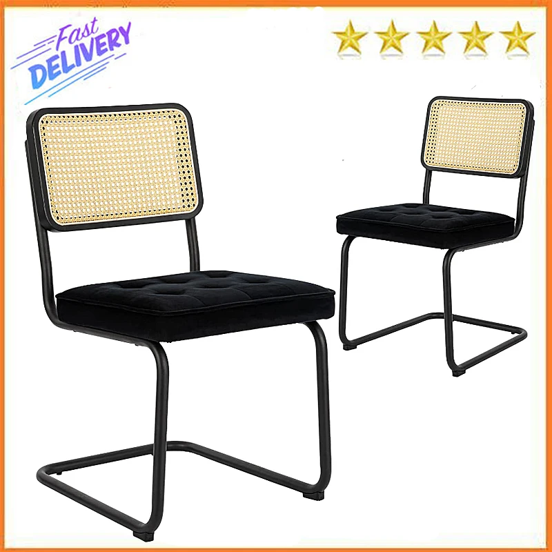 COLAMY Mid Century Modern Dining Chairs Set of 2, Velvet Rattan Dining Room Kitchen Side Chairs with Metal Chrome Legs
COLAMY Mid Century Modern Dining Chairs Set of 2, Velvet Rattan Dining Room Kitchen Side Chairs with Metal Chrome Legs