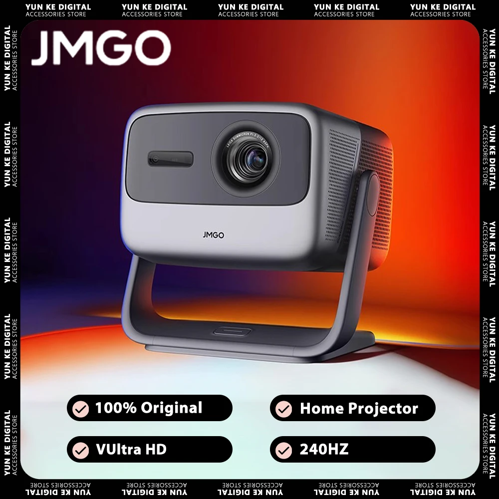 

Трехцветный лазерный проектор JMGO N1 Профессиональный проектор Ultra HD WiFi 6 240 Гц, Hi-Fi качество звука, 360 Регулируемый проектор для домашнего кинотеатра
