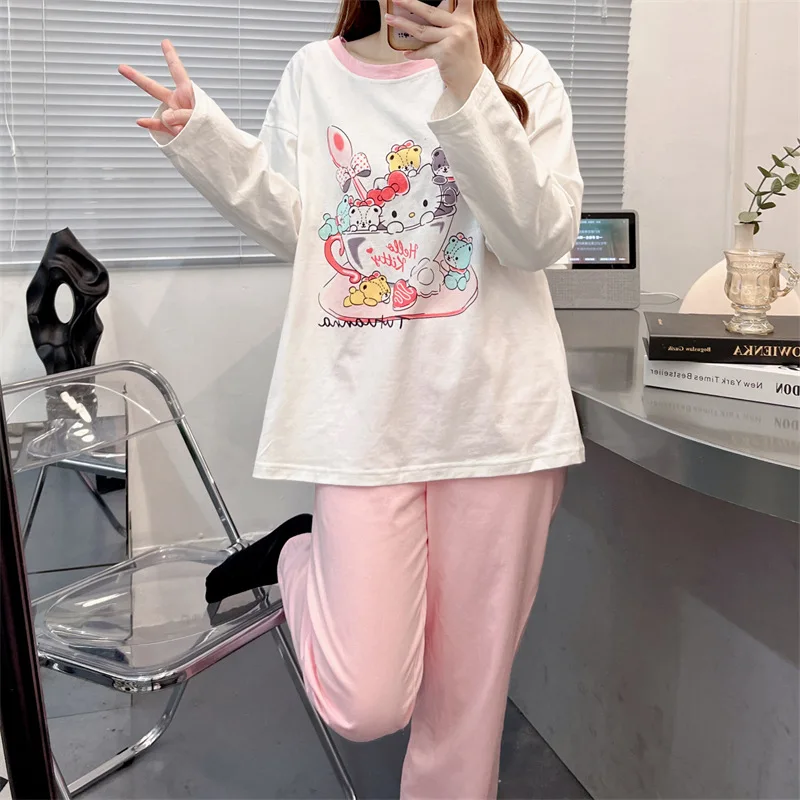 Sanrio Cute Hellokitty Y2K Kawaii Cartoon Pajamas Girl Pure Cotton Anime Long Sleeved Suit Pink Home Clothing Two Piece Set Gift
Sanrio Cute Hellokitty Y2K Kawaii Cartoon Pajamas Girl Pure Cotton Anime Long Sleeved Suit Pink Home Clothing Two Piece Set Gift