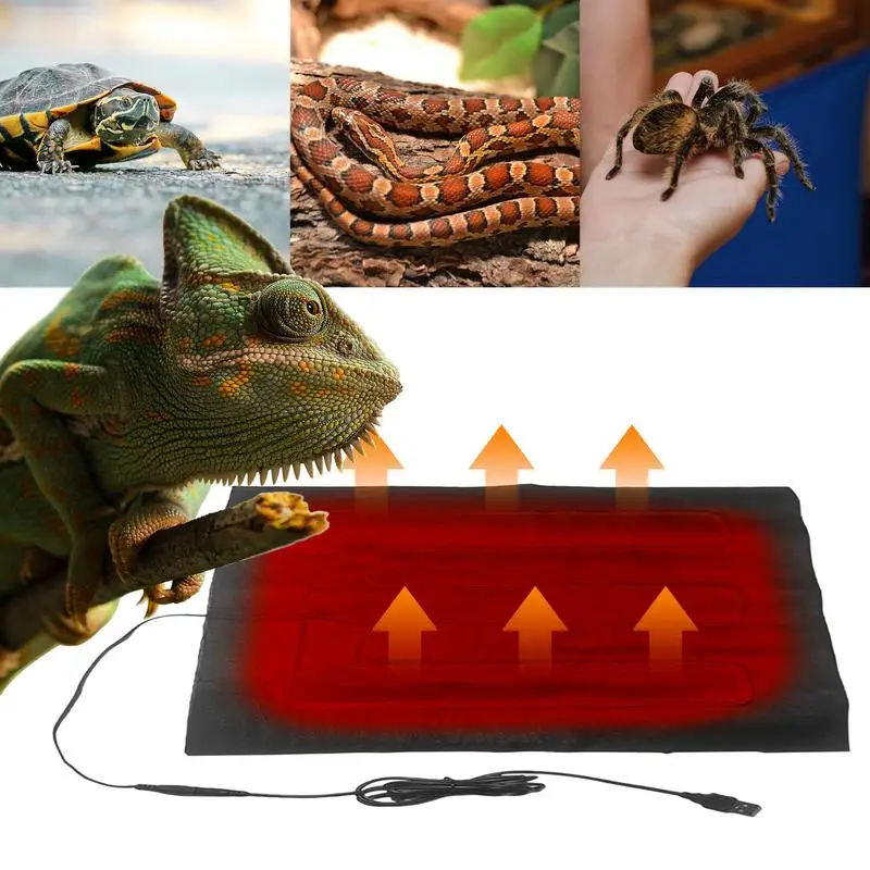 

pet Reptile Heat Pad USB Plug in Snake Heating Pad Waterproof Washable Pet Warming Pad Heated Cushion for Turtle Snake Lizard