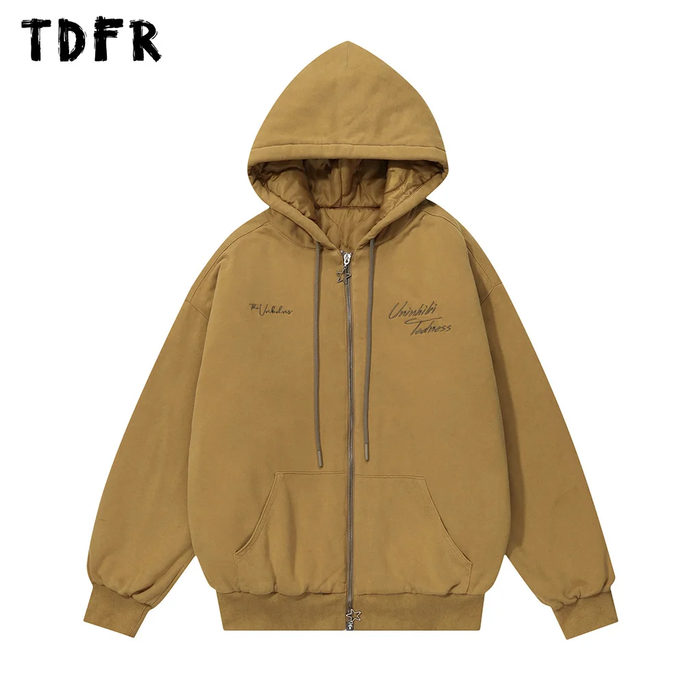 Letter Embroidery Hooded Quilted Jacket Mens Winter Casual Loose Long Sleeve Front Pocket Outerwear Thick Men
Letter Embroidery Hooded Quilted Jacket Mens Winter Casual Loose Long Sleeve Front Pocket Outerwear Thick Men