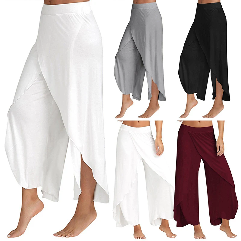 

Casual Loose Fitness Yoga Split Trousers Wide Leg Pants for Women Mandala Open Leg Pants Comfor Gypsy Hippie Aladdin Harem Pants