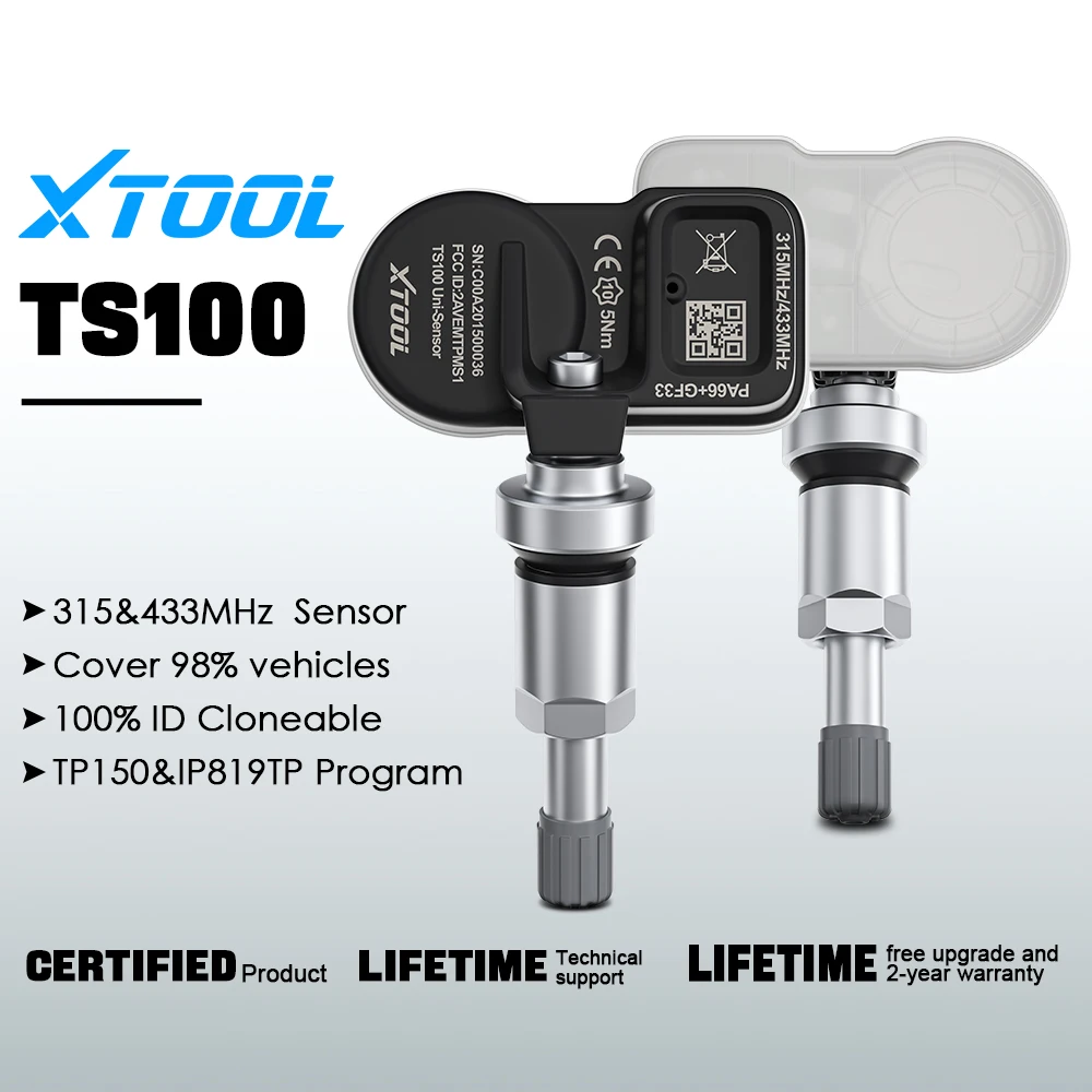 XTOOL TS100 315 и 433 МГц 2 в 1 датчик TPMS для системы контроля давления в шинах Универсальный датчик XTOOL 98% охват моделей для TP150 IP819TP Беспроводные инструменты TPMS Длительный срок службы батареи
XTOOL TS100 315 и 433 МГц 2 в 1 датчик TPMS для системы контроля давления в шинах Универсальный датчик XTOOL 98% охват моделей для TP150 IP819TP Беспроводные инструменты TPMS Длительный срок службы батареи