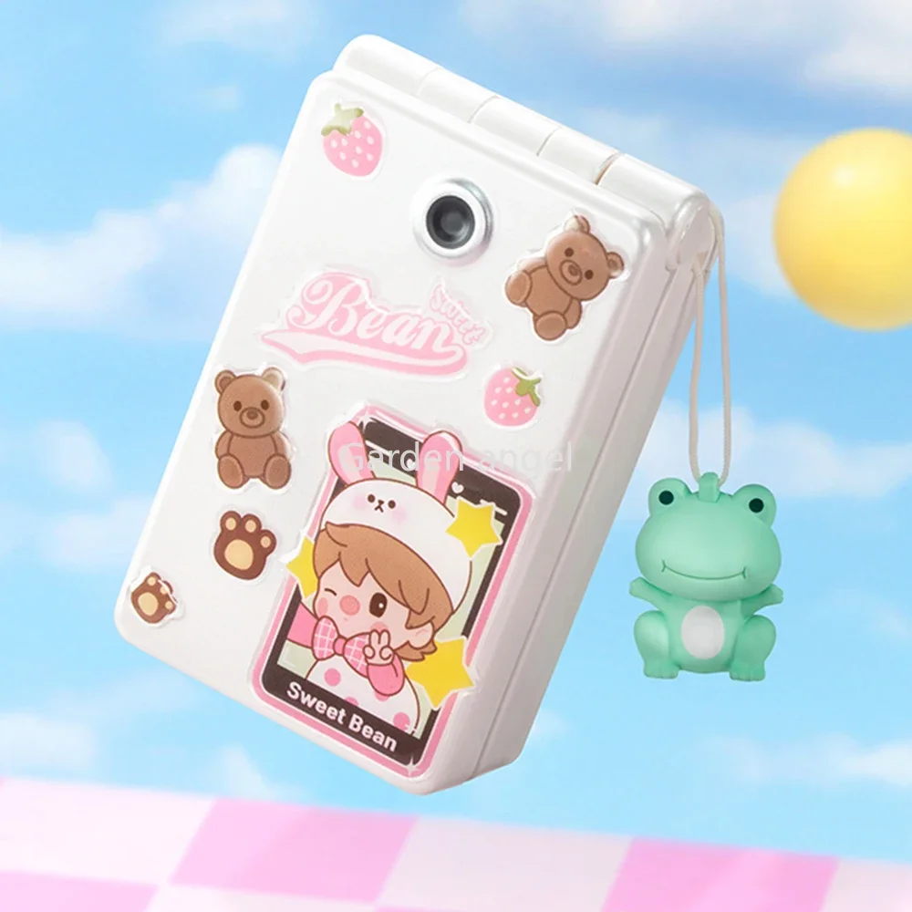 

POP MART Sweet Bean Pearl White Flip Phone Handle Elevator Kawaii Doll Action Figure Toys Surprise Model Collectible Model Gifts