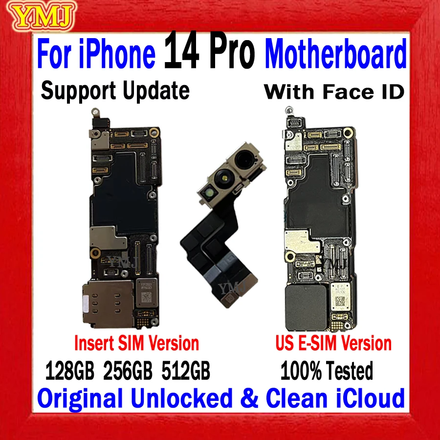 E-SIM&SIM Version Motherboard For IPhone 14 Pro Clean ICloud Logic Board With/No Face ID Mainboard 100% Tested Support Update
E-SIM&SIM Version Motherboard For IPhone 14 Pro Clean ICloud Logic Board With/No Face ID Mainboard 100% Tested Support Update