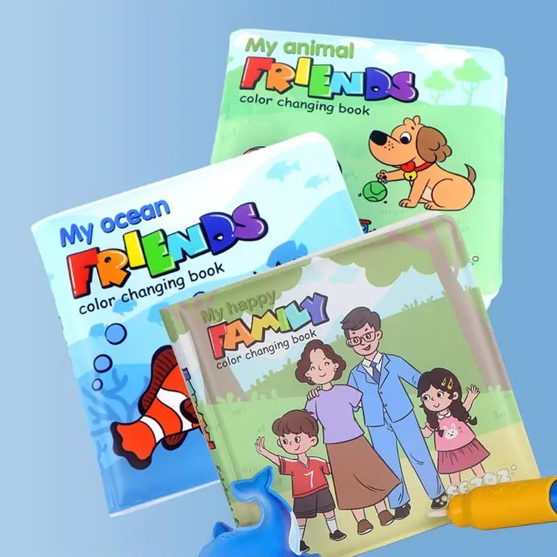 

Книжки для купания для младенцев, водонепроницаемые Многоразовые Волшебные рисунки с водой, книжка-игрушка, меняющая цвет, книга для купания для малышей