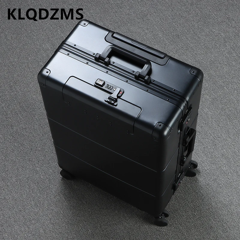 

KLQDZMS 20''24''28" Inch Rolling Luggage All Aluminum Magnesium Alloy Boarding Box Men's Business Trolley Case Cabin Suitcase