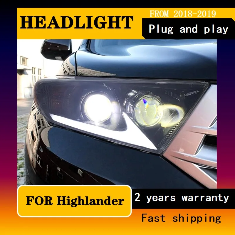 

Car Styling for Head Lamp for Toyota Highlander LED Headlight 2012-2014 Headlights DRL Turn Signal High Beam Angel Eye Projector