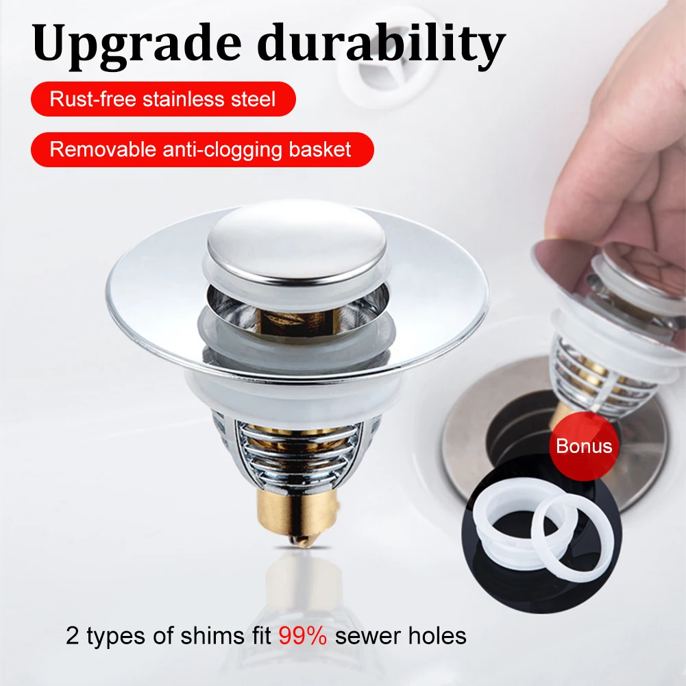 Bathroom Stainless Steel Basin Pop-Up Bounce Core Sink Stopper Washbasin Drain Filter Hair Catcher Bathtub Stopper Bathroom Tool
Bathroom Stainless Steel Basin Pop-Up Bounce Core Sink Stopper Washbasin Drain Filter Hair Catcher Bathtub Stopper Bathroom Tool