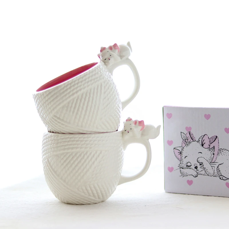 

Cute Cat Coffee Cup Creative 3D Embossed Wool Texture Ceramic Mug Personality Breakfast Milk Porcelain Cup Gift Mugs Coffee Cup