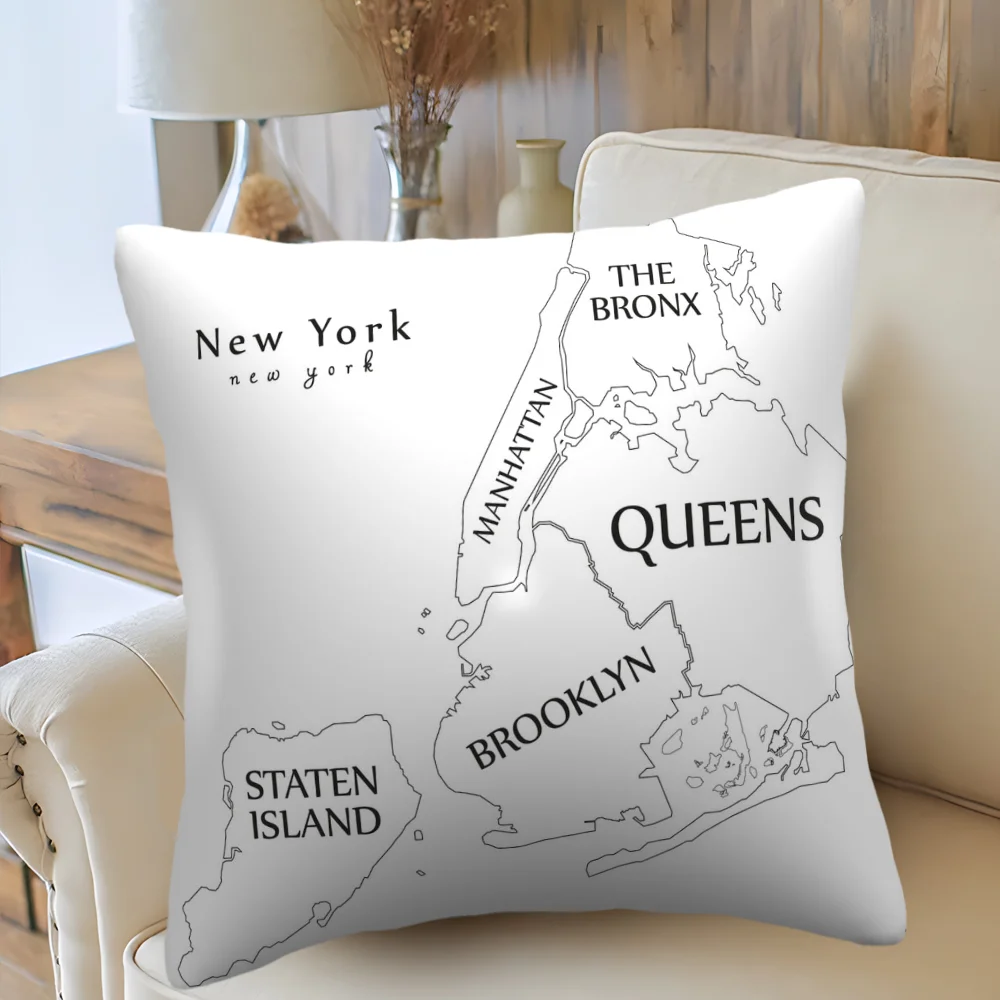 

45X45CM New Style Pillow Case New York City Map Pillowcase Home Sofa Office Pillow Cushion Cover Home Decorative