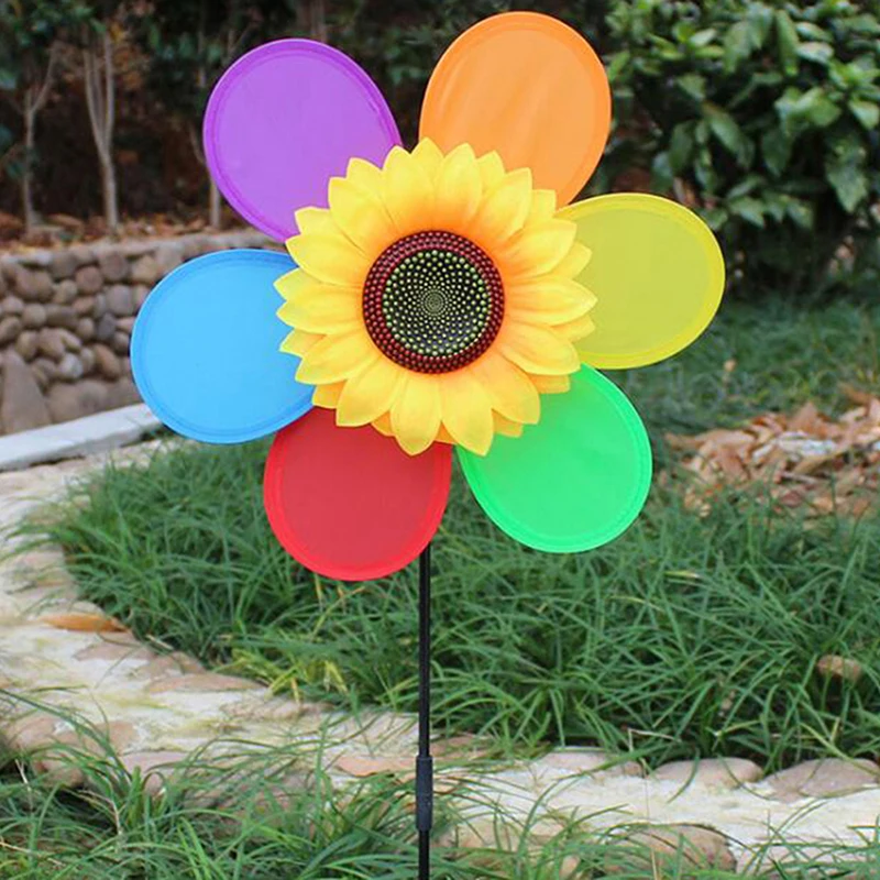 

Colorful Sunflower Windmill Toy Kids DIY Outdoor Toys Garden Yard Decoration