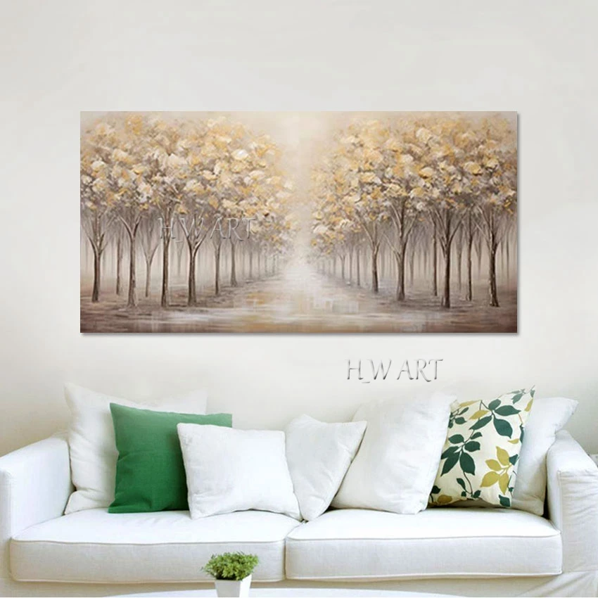 

Hand-Painted Thick Texture Tree Blue Morden Oil Painting On Canvas Pop Art Home Decor Wall Pictures Live Room Unframed