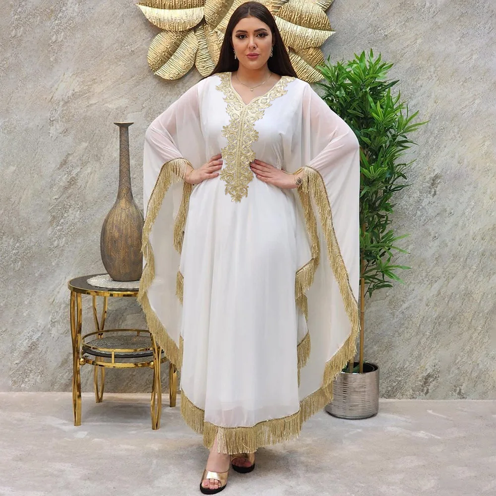 Kaftan Dubai Abaya Turkey Muslim Chiffon Maxi Dress Islam Clothing Elegant African Dresses for Women Boubou Robe Djellaba Femme 
Kaftan Dubai Abaya Turkey Muslim Chiffon Maxi Dress Islam Clothing Elegant African Dresses for Women Boubou Robe Djellaba Femme