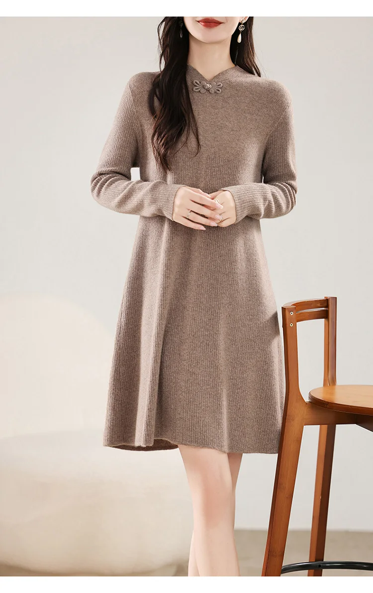 فستان نسائي طويل محبوك ، صوف ميرينو ، فستان تنحيف ، الأكثر مبيعًا في الشتاء والخريف ، جديد فستان نسائي طويل محبوك ، صوف ميرينو ، فستان تنحيف ، الأكثر مبيعًا في الشتاء والخريف ، جديد