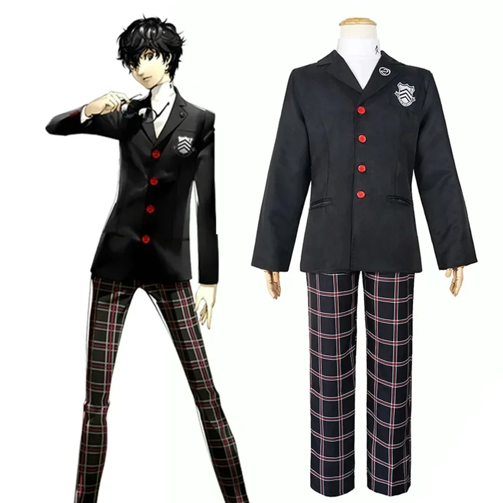 

Anime Persona 5 Kurusu Akira Joker Cosplay Costume Uniform Suits Yoshizawa Kasumi School Uniform Hallowen Outfit