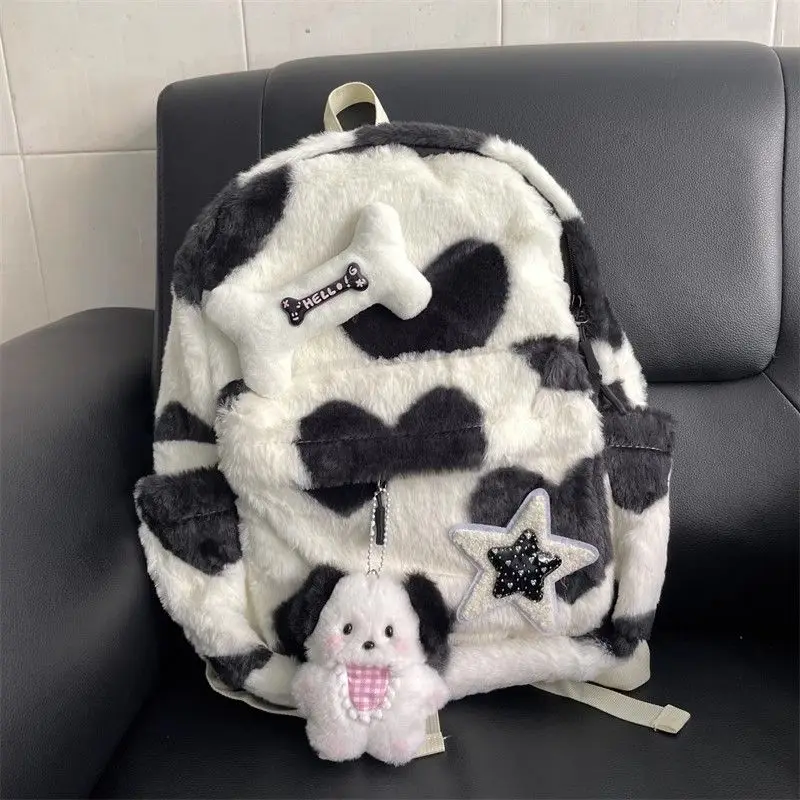 Japanese Harajuku Cute Cow Pattern Velvet Backpack for Women Large Capacity College Student Commuting Leisure Shoulder Bag Y2k
Japanese Harajuku Cute Cow Pattern Velvet Backpack for Women Large Capacity College Student Commuting Leisure Shoulder Bag Y2k