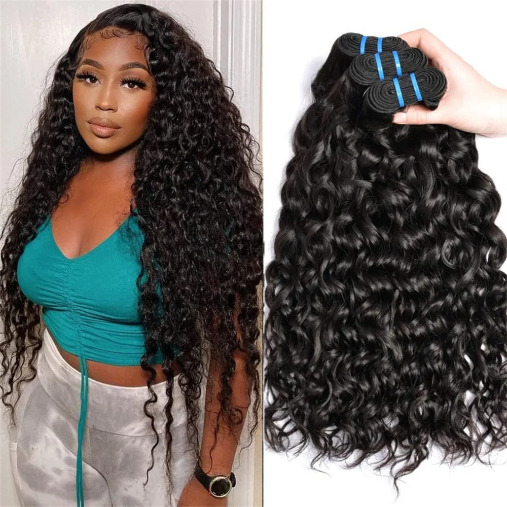 

12A Peruvian Water Wave Bundle Deals 100% Unprocessed Remy Human Hair Weave Extensions Wet and Wavy Hair Bundles cheveux humain