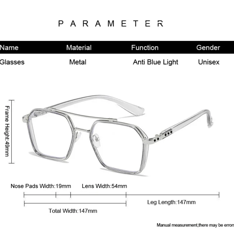 Lunettes rétro à double pont en métal pour hommes et femmes, anti-lumière bleue, miroir d'ordinateur, lecture et jeux, protection des yeux, 2023 6