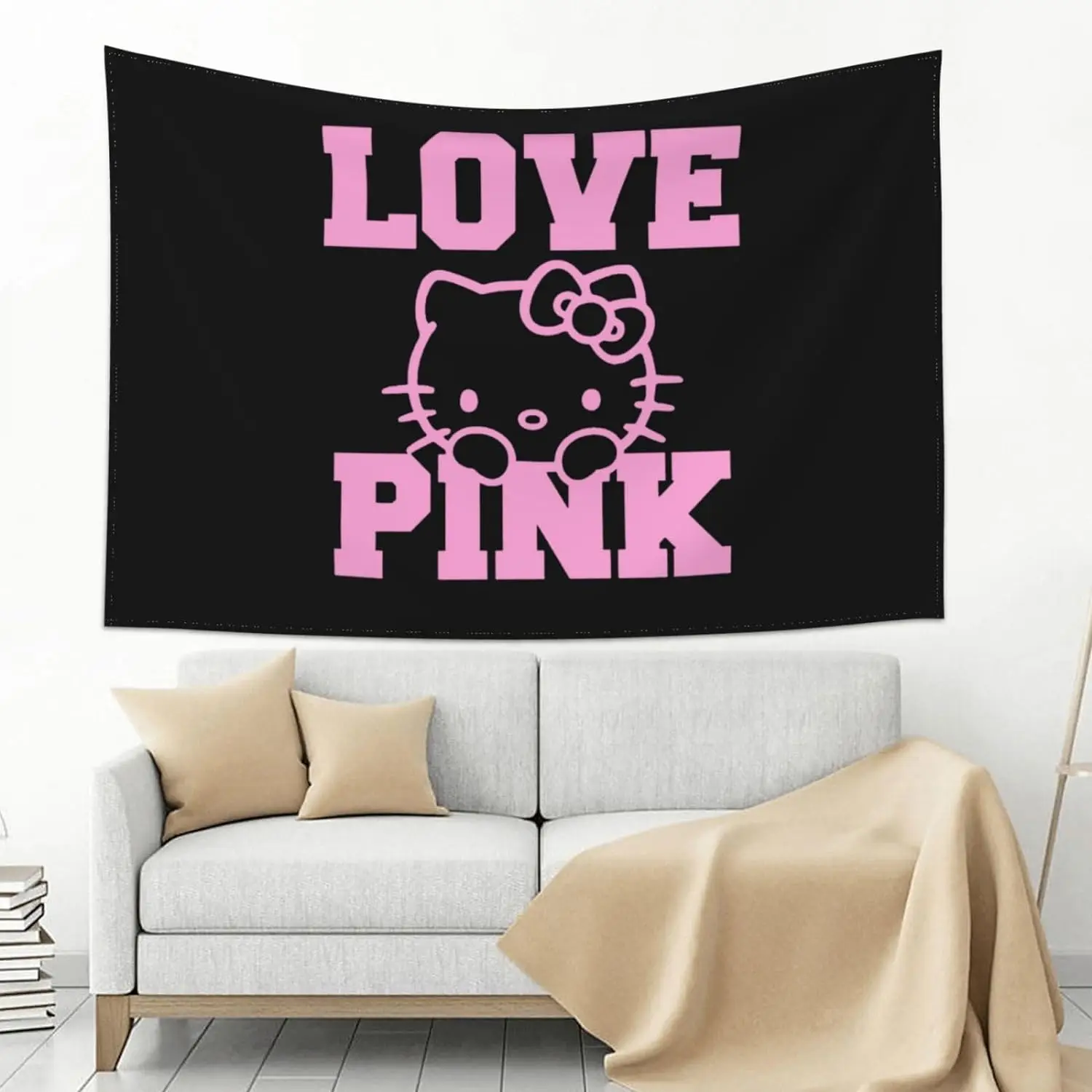 

Hello Kitty Tapestry Cartoon Kawaii Wall Hanging for Bedroom Tapestries Poster Blanket College Dorm Home Decoration for Women