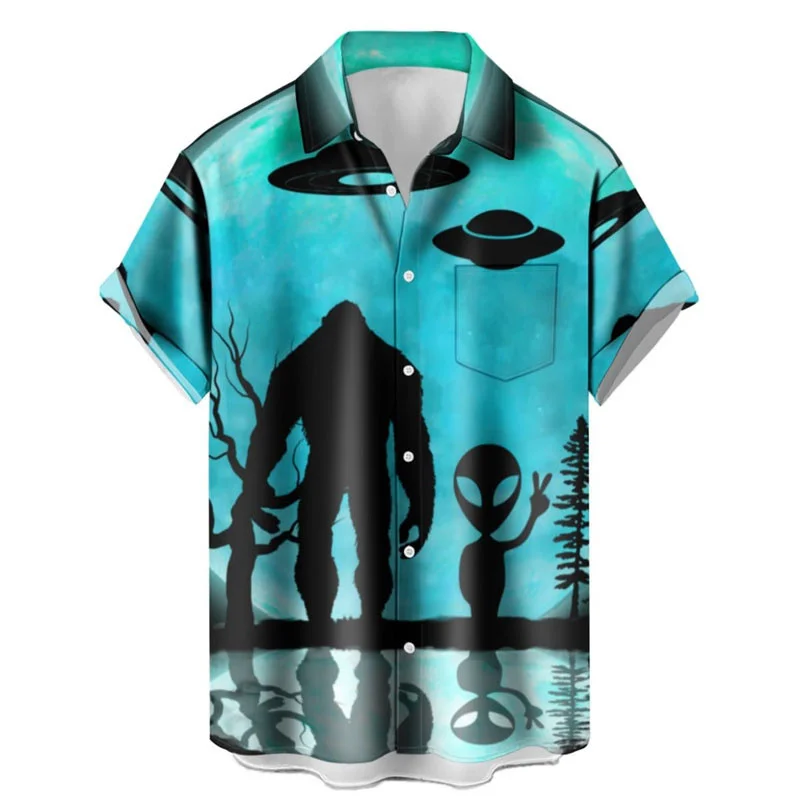 

Гавайская Мужская рубашка с 3D принтом, короткий рукав, повседневная удобная и дышащая пляжная сорочка для отпуска, лето