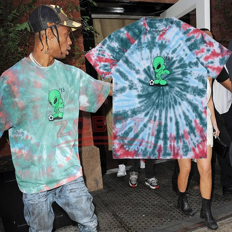 

Travis Scott Astroworld Alien Tie Dye T shirt Euphoria Rue Shirt Cosplay Outfit Rue Bennett Tshirt Hip Hop Streetwear Tops Men