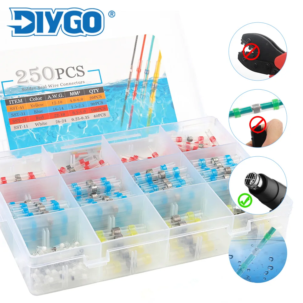 DIY GO Boxed Heat Shrink Solder Seal Wire Connectors Electrical Insulated Butt Terminals Waterproof Cable Splice Kit For Auto 
DIY GO Boxed Heat Shrink Solder Seal Wire Connectors Electrical Insulated Butt Terminals Waterproof Cable Splice Kit For Auto