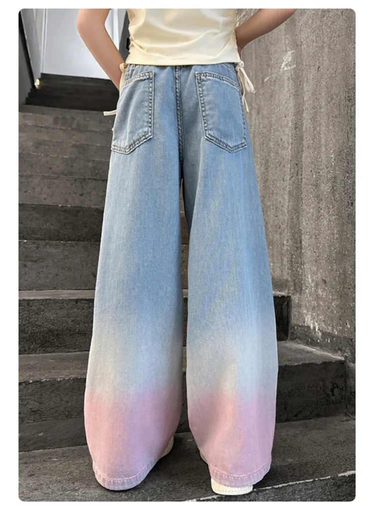 جينز كبير للمراهقين والبنات لعام 2024 بنطال جينز واسع الساق للأطفال والبنات متدرج اللون ملابس خارجية للأطفال سراويل طويلة ملابس للفتيات من 4 إلى 12 سنة جينز كبير للمراهقين والبنات لعام 2024 بنطال جينز واسع الساق للأطفال والبنات متدرج اللون ملابس خارجية للأطفال سراويل طويلة ملابس للفتيات من 4 إلى 12 سنة