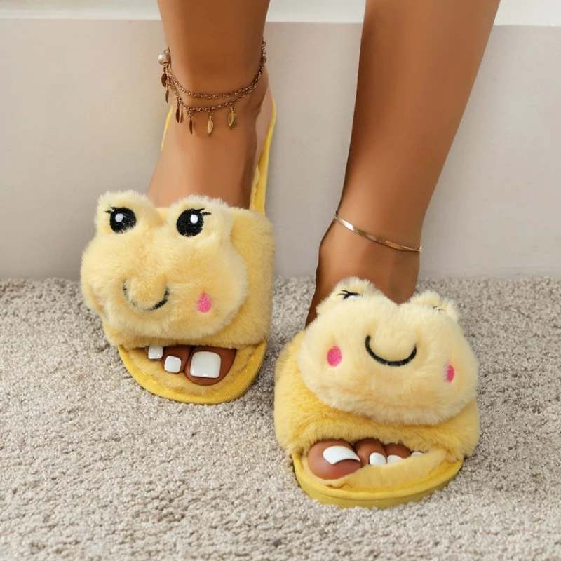 Frog Decor Single Band Winter New Women Slipper Soft Heel Platform Fur Warm Indoor Lady Open Toe Fluffy Home Slippers
Frog Decor Single Band Winter New Women Slipper Soft Heel Platform Fur Warm Indoor Lady Open Toe Fluffy Home Slippers