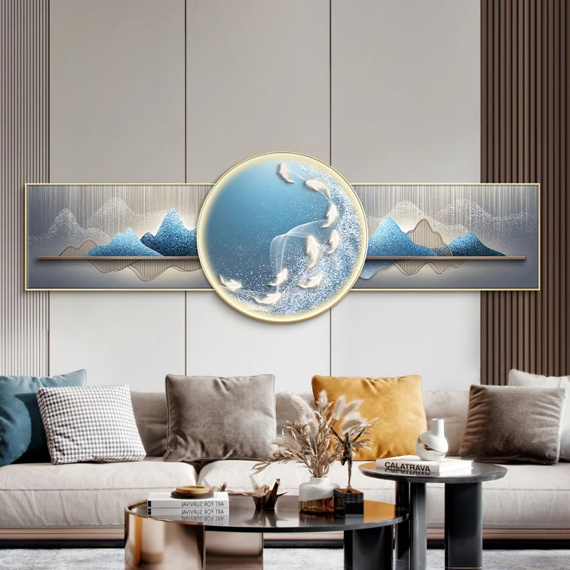 LED lights, nine fish pictures, modern light luxury, high-end atmosphere, 2022 new sofa, background wall decoration painting
LED lights, nine fish pictures, modern light luxury, high-end atmosphere, 2022 new sofa, background wall decoration painting