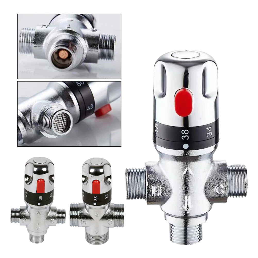 Thermostatic Mixing Valve with G 1/2" Connector Hot Cold Water Mixing Valve 38°C Constant Temperature Control Valve Solid Brass
Thermostatic Mixing Valve with G 1/2" Connector Hot Cold Water Mixing Valve 38°C Constant Temperature Control Valve Solid Brass