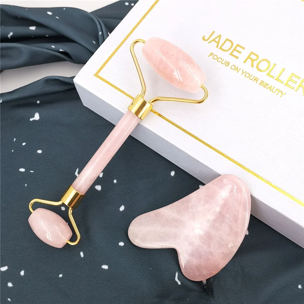 Natural Rose Quartz Jade Roller Gua Sha Set Facial Body Massager Roller Jade Stone Massage Set Face Lifting Beauty Massage Tool
Natural Rose Quartz Jade Roller Gua Sha Set Facial Body Massager Roller Jade Stone Massage Set Face Lifting Beauty Massage Tool