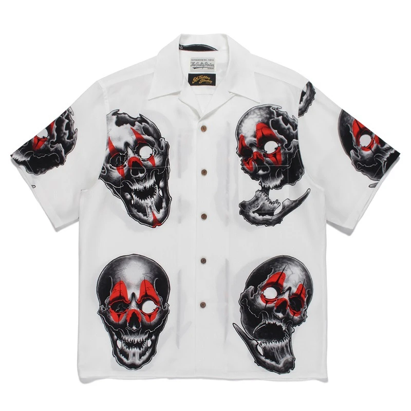 Summer White Black Skull Print WACKO MARIA Shirt Men Women Japan Hawaiian Shirts Tee Short Sleeve
Summer White Black Skull Print WACKO MARIA Shirt Men Women Japan Hawaiian Shirts Tee Short Sleeve
