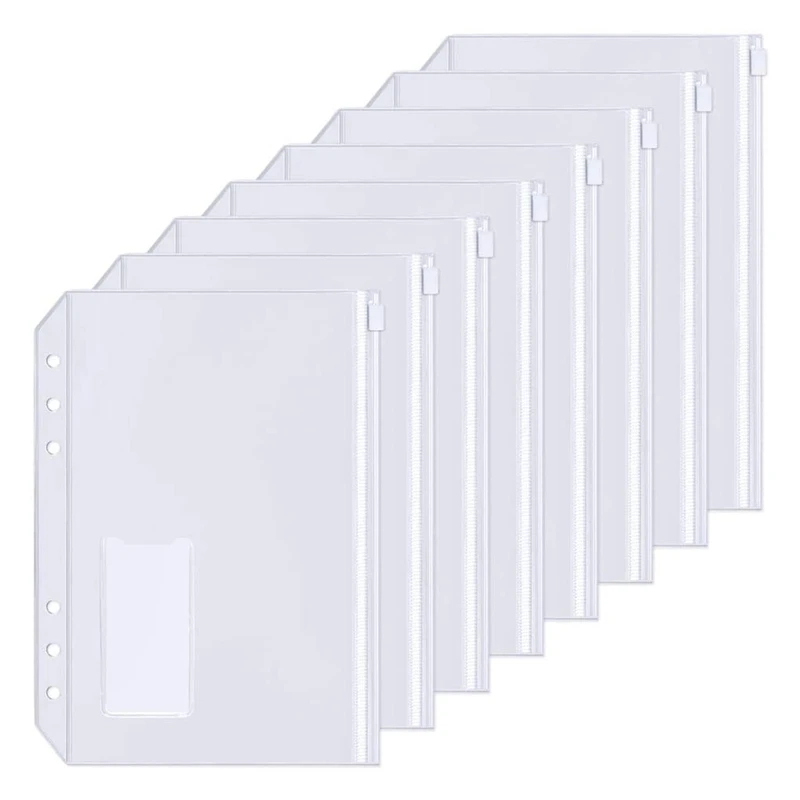 15Pcs A5 Binder Pockets 6-Hole Punched Zipper Binder Pocket With Plastic Zipper Label Pocket For 6-Ring Notebook Binder
15Pcs A5 Binder Pockets 6-Hole Punched Zipper Binder Pocket With Plastic Zipper Label Pocket For 6-Ring Notebook Binder